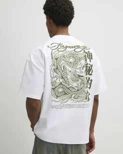 White Oversized Cotton Kagawa Dragon T-Shirt