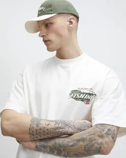 White Oversized Cotton Midweight Fish T-Shirt