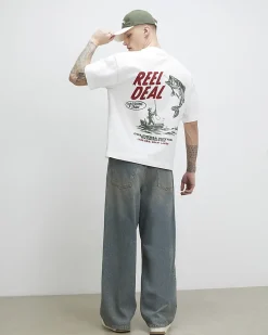 White Oversized Cotton Midweight Fish T-Shirt
