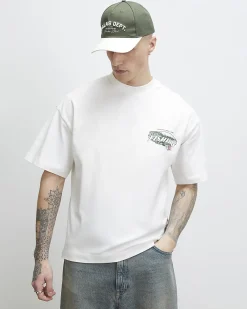 White Oversized Cotton Midweight Fish T-Shirt