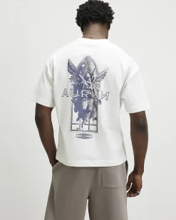 White Oversized Cotton Print T-Shirt