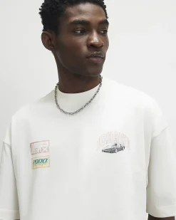 White Oversized Cotton Premio Racing T-Shirt