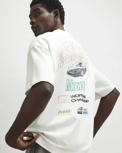 White Oversized Cotton Premio Racing T-Shirt