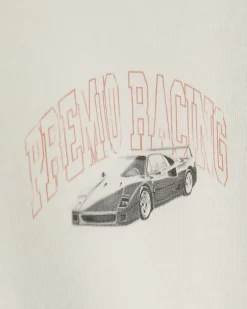 White Oversized Cotton Premio Racing T-Shirt