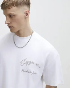 White Oversized Cotton Sappora Crane T-Shirt