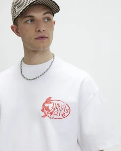White Oversized Cotton Tokyo Fish T-Shirt
