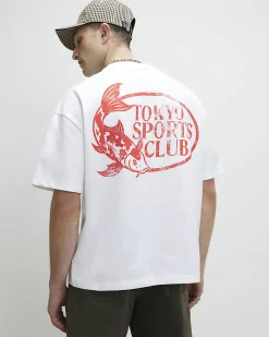White Oversized Cotton Tokyo Fish T-Shirt