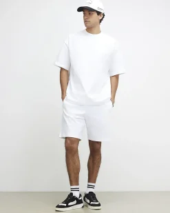 White Oversized Cotton T-Shirt And Shorts Set