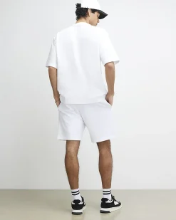 White Oversized Cotton T-Shirt And Shorts Set