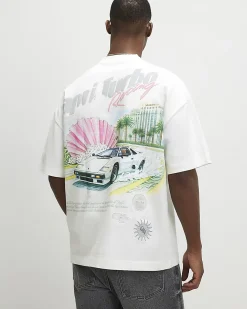 White Oversized Cotton Turbo Resort T-Shirt