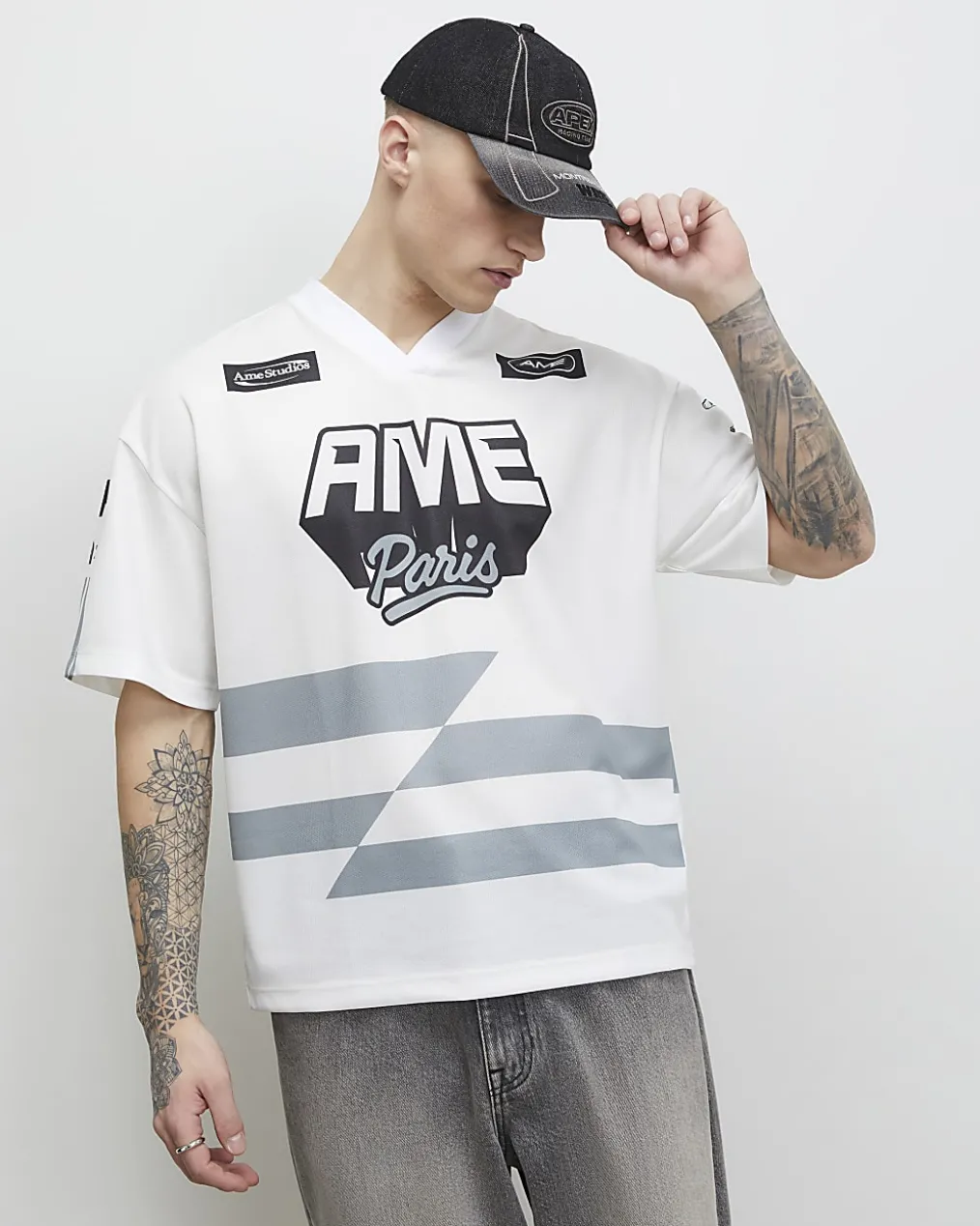 White Oversized Fit Ame Paris T-Shirt
