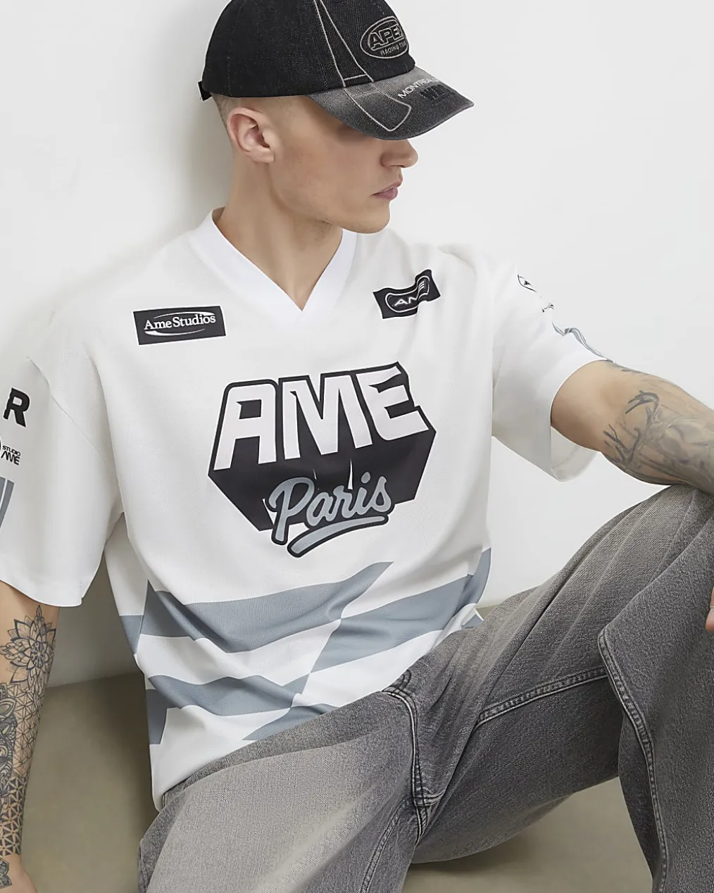 White Oversized Fit Ame Paris T-Shirt