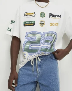 White Oversized Fit Cotton Penrose 23 T-Shirt