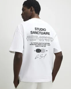 White Oversized Fit Cotton Sanctuaire T-Shirt