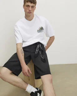 White Oversized Fit Cotton Fire House T-Shirt