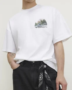 White Oversized Fit Cotton Fire House T-Shirt