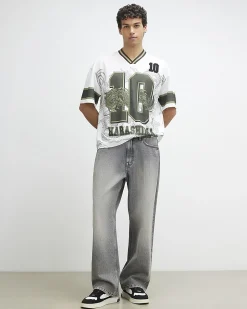 White Oversized Fit Dragon Graphic T-Shirt