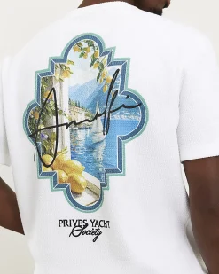White Oversized Fit Fruit Graphic T-Shirt
