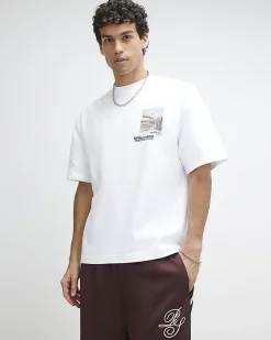 White Oversized Fit Graphic Print T-Shirt