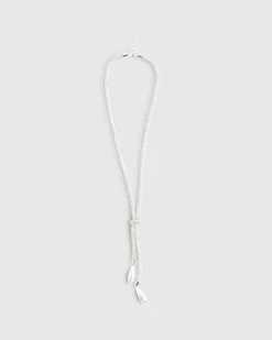 White Pearl Embellished Knot Necklace