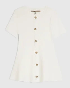 White Peplum Ribbed Knitted Top