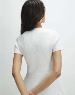 White Peplum Ribbed Knitted Top