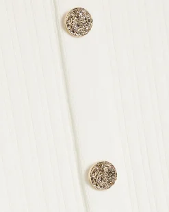 White Peplum Ribbed Knitted Top