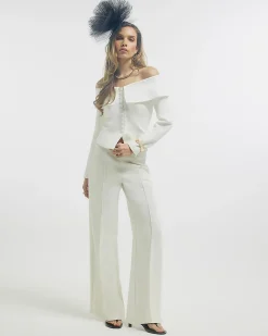 White Premium Structured Bardot Jacket