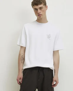 White Regular Fit Cotton Knitted T-Shirt