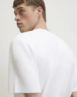 White Regular Fit Cotton Knitted T-Shirt