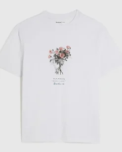 White Regular Fit Cotton Flower T-Shirt