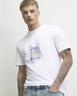 White Regular Fit Cotton Tennis T-Shirt