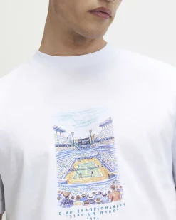 White Regular Fit Cotton Tennis T-Shirt