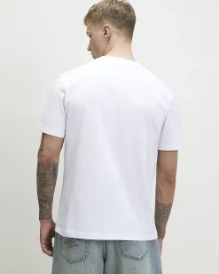 White Regular Fit Cotton Tennis T-Shirt