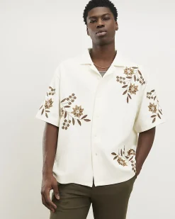 White Regular Fit Floral Textured Shirt