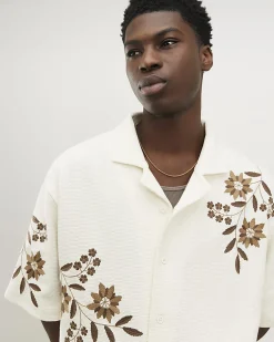 White Regular Fit Floral Textured Shirt