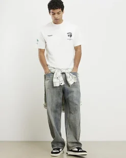 White Regular Fit Graphic Crew Neck T-shirt
