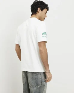 White Regular Fit Graphic Crew Neck T-shirt