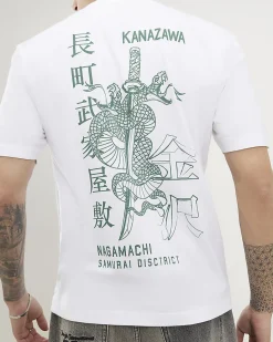 White Regular Fit Kanazawa Snake T-Shirt