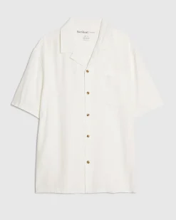White Regular Fit Linen Blend Shirt