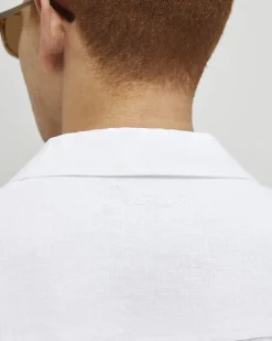 White Regular Fit Linen Blend Shirt