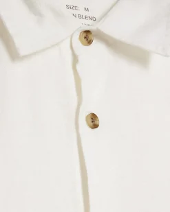 White Regular Fit Linen Blend Shirt