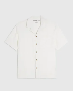 White Regular Fit Linen Blend Revere Shirt