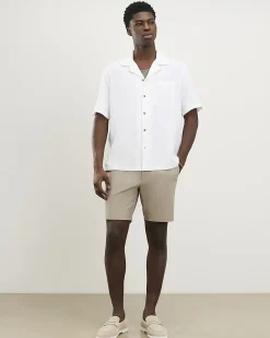 White Regular Fit Linen Blend Revere Shirt
