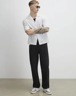 White Regular Fit Pinstripe Cotton Shirt