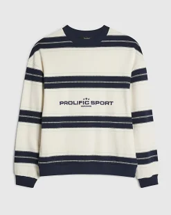 White Regular Fit Prolific Stripe Sweatshirt