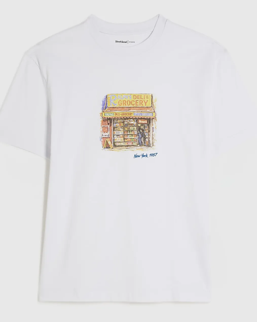 White Regular Fit Shop Front T-Shirt