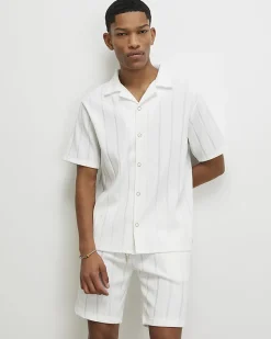 White Regular Fit Stripe Cotton Shirt