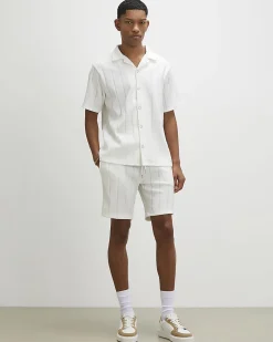 White Regular Fit Stripe Cotton Shirt