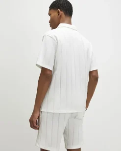 White Regular Fit Stripe Cotton Shirt
